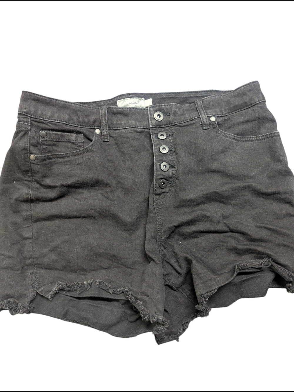 Torrid Black Button-Front Distressed Denim Shorts- Size 16